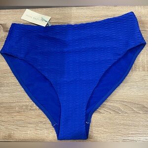 Blue Textured Bikini Bottom